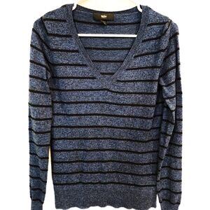 Mossimo Supply Co. Blue and Black Striped V-Neck Sweater